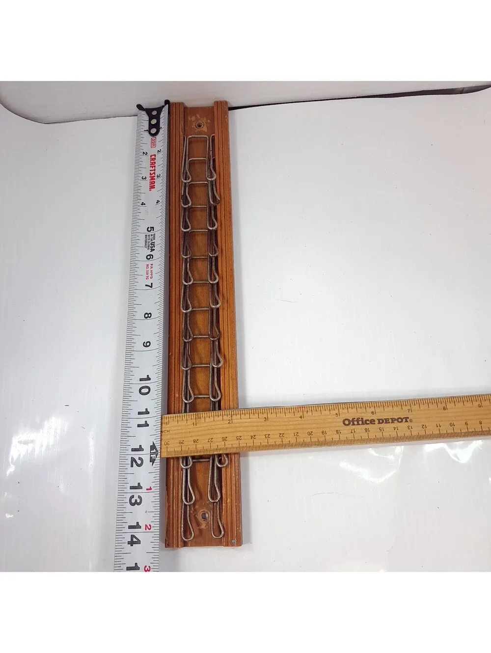 Vintage Tie Rack Belt Rack Tie Organizer Wood metal 13 Hooks organizer wall hook